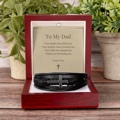 Men's Cross Bracelet for Dad – Faith-Inspired Leather Wristband